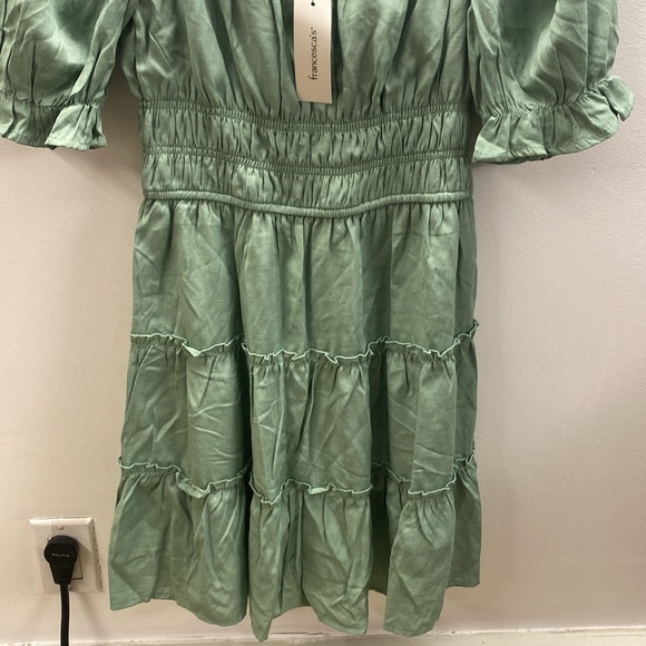 NWT Green tiered mini dress size M - Picture 2 of 6